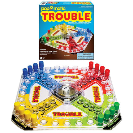 Winning Moves Classic Trouble with Retro Artwork and Pop-o-Matic Popper Games USA, Designed for Kids, Ages 5+ Perfect for an Indoor Interactive Activity (1176)