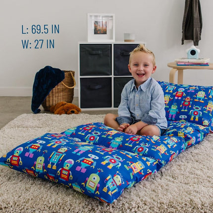 Wildkin Kids Floor Lounger – Pillow Lounger, Travel-Friendly, Ideal for Sleepovers, Fits Standard Pillows - Robots