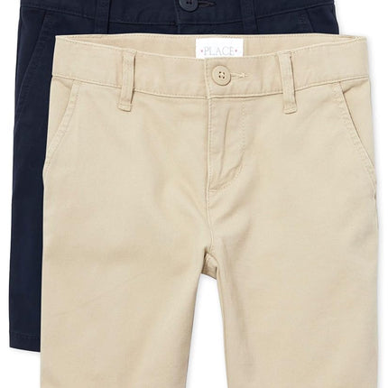 The Children's Place Pantalones Cortos Chino para Niñas, Paquete de 2, Sandy/Tidal, 6