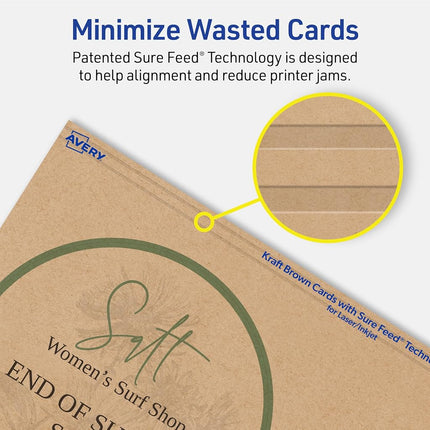 Avery Printable Round Cards, Sure Feed Technology, 4" Diameter, Kraft Brown Cardstock, Print-To-The-Edge, Laser/Inkjet Printable, 150 Total, Great for Business Messaging