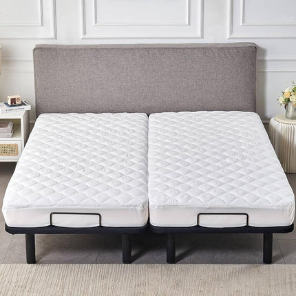 Kingnex Waterproof Split Cal King Mattress Protector Pad for Adjustable Bed