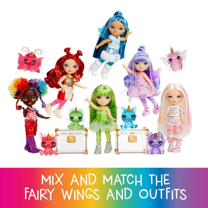 Rainbow High Littles Rainbow Fantasy Fairies & Pet - Opal, Rainbow - 14cm Posable Small Doll & Fantasy Owl Pet with Interchangeable Fairy Wings, Cute Present for Children 4+