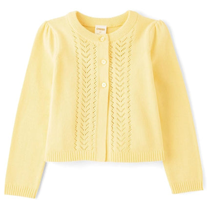 Gymboree,Girls,and Toddler Long Sleeve Cardigan Button Up Sweater,Pale Sun,2T, Pale Sun Pointelle, 2T