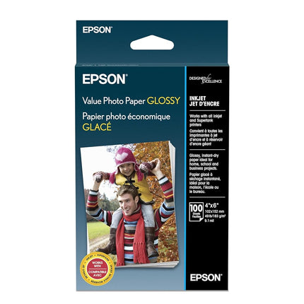 Epson Value Photo Paper Glossy, 4"x6", 100 Sheets 
