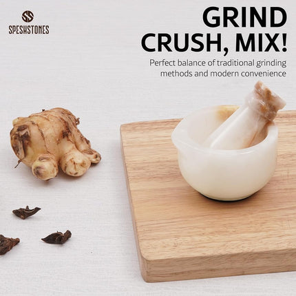 Marble Mortar and Pestle Set White Onyx 3 Inch Handmade Grinder Bowl for Kitchen Decor - Small Mortar and Pestle Set, Herb Grinder Spice Grinder, Pill Crusher