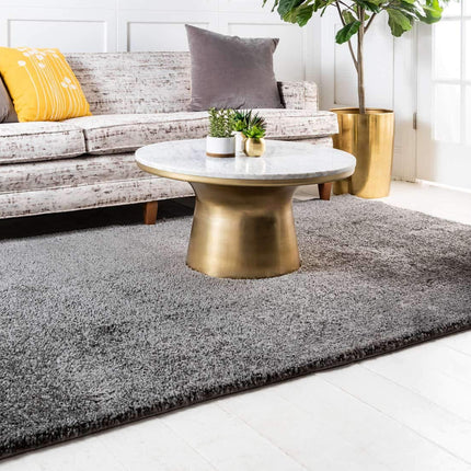 Unique Loom Solo Collection Plush Casual Gray Area Rug (3' x 5')