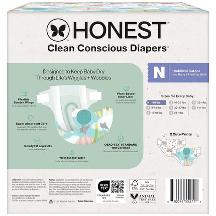 The Honest Company Clean Conscious Diapers | Plant-Based, Sustainable | Above It All + Pandas | Club Box, Size Newborn, 72 Count