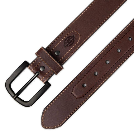Dickies Men's Industrial Strength Leather Belt – Workwear, Durable, Reinforced, Heavyweight, Brown Heavy Stitch, Medium (34-36)