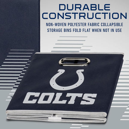 Franklin Sports NFL Indianapolis Colts Collapsible Storage Bin NFL Folding Cube Storage Container Fits Bin Organizers Fabric NFL Team Storage Cubes One Size