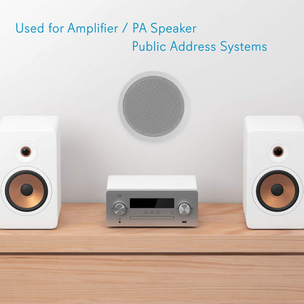 Pyle Ceiling and Wall Mount Speaker - 8” 2-Way 70V Audio Stereo Sound Subwoofer Sound with Dome Tweeter, 600 Watts, In-Wall & In-Ceiling Flush Mount for Home Surround System - Pyle PDIC83T (White)