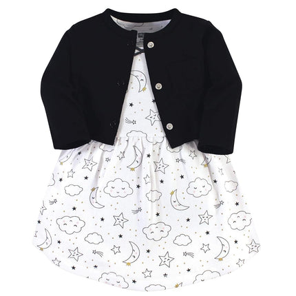 Hudson Baby Girls' Cotton Dress and Cardigan Set, Dreamer, 6-9 Months