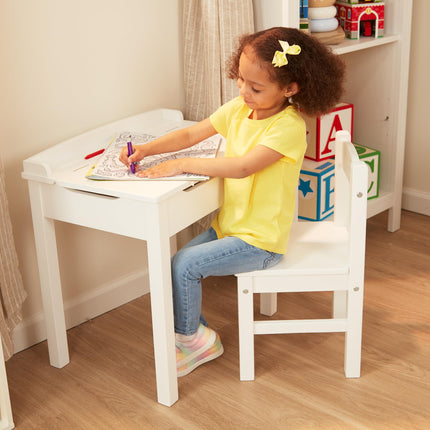 Bureau et chaise en bois à dessus relevable Melissa & Doug - Blanc