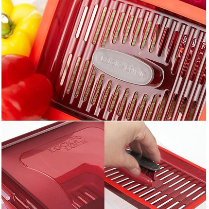 LockandLock Press Plate Leakproof Airtight Pickle Kimchi Container 4.5L / 152oz BPA Free One Handle Clear Body Maintain Fresher Taste