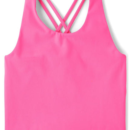 The Children's Place Girls' Atheletic Sleeveless Tank Tops, Neon Peony, X-Large