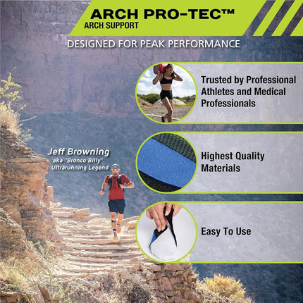 Pro-Tec Arch Premium, Arch Support, Compression Brace, Pain Relief, Foot Support, Heel Spur, Adjustable, Men & Women, Plantar Fasciitis Pain Relief, Easy to Use, Working Out