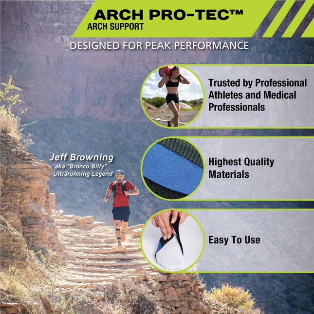 Pro-Tec Arch Premium, Arch Support, Compression Brace, Pain Relief, Foot Support, Heel Spur, Adjustable, Men & Women, Plantar Fasciitis Pain Relief, Easy to Use, Working Out