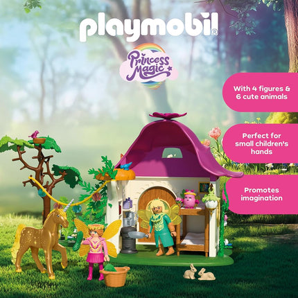Playmobil 71838 - Fairy Home with Golden Unicorn 178 Pieces – Fantasy Unicorn Magic Playset for Kids 4–10 Years