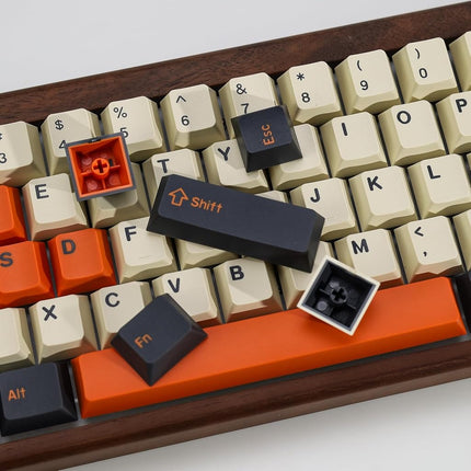 KBDiy Carbon PBT Double Shot Orange Keycap Set,174 Keys Retro Custom Key Cap Keycaps 60 Percent Cherry Profile Keycaps for 61/64/68/84/87/100/104/108 Mechanical Keyboard