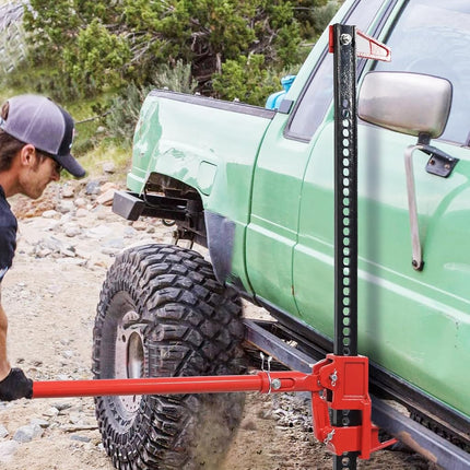 Garvee 60" High Lift Farm Jack, 6600LBS/3 Ton Heavy Duty Ratcheting Utility Jack, Red Off-Road Bumper Lift Jack for Trucks Jeeps Tractors SUVs, All-Terrain Vehicle Rescue & Farm Equipment Lifting