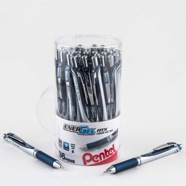 Pentel EnerGel RTX Stylo à bille rétractable à encre gel liquide, bleu, paquet de 36 (BL77PC36C)