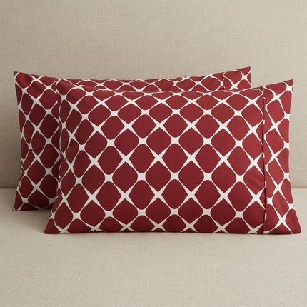 Elegant Comfort Luxury Ultra-Soft 2-Piece Pillowcase Set - 1500 Premium Hotel Quality Microfiber Double Brushed - Wrinkle Resistant, King Size, Bloomingdale Pattern Burgundy