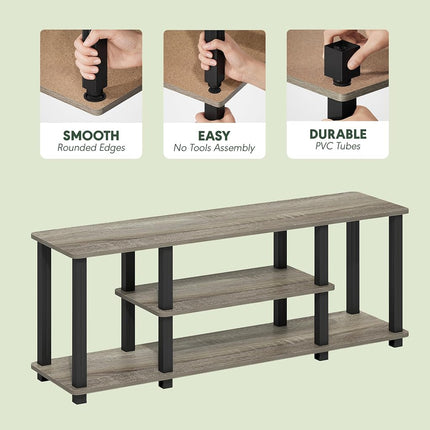 Furinno TURN-S-TUBE 3-Tier No Tools TV Stand for TV up to 50 In, French Oak