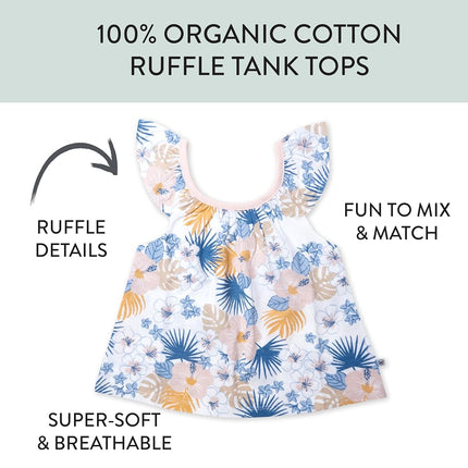 HonestBaby 100% Organic Cotton Puffed Sleeve T-Shirt for Babies, Toddlers, Girls, Unisex, Maui Floral, 6-9 Months