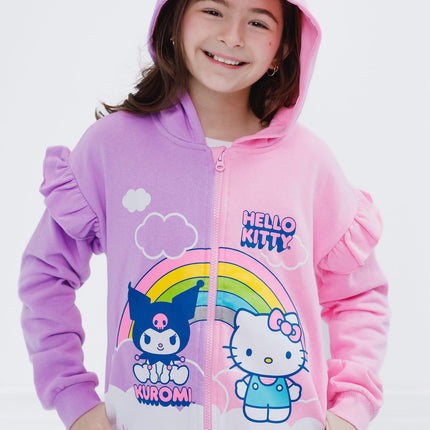 Sudadera polar con capucha para niña de Hello Kitty and Friends, tallas de bebé a niños grandes (2T - 14-16), rosa/lavanda, 5 años