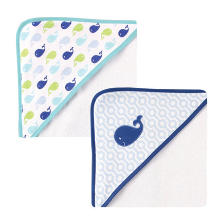 Luvable Friends 2 Piece Hooded Towels, Boy Whale