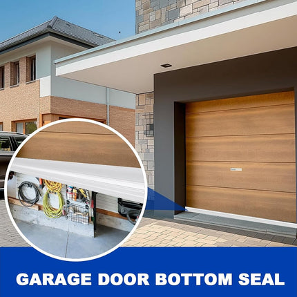 DGSL Garage Door Seals Bottom Rubber Weather Stripping Kit Seal Strip Replacement, Weatherproof Threshold Buffering Sealing Rubber 5/16 Inch T Ends (20 FT, White, U+O)