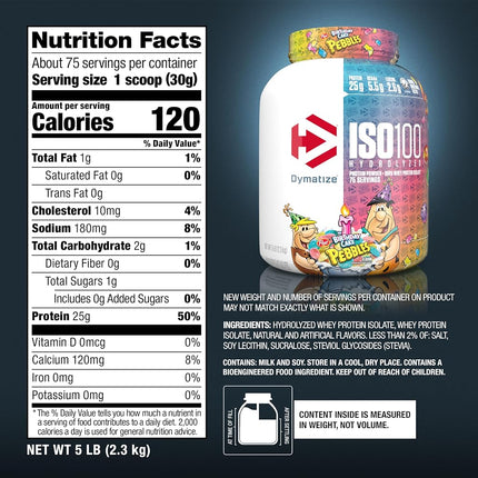 Dymatize ISO100 - 100% Hydrolyzed Whey Protein Isolate - Birthday Cake, 2.3kg