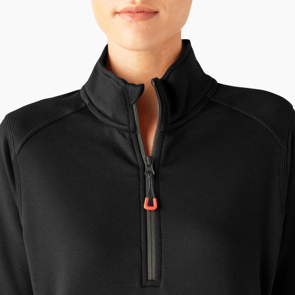 Dickies Womens Smooth FACE Quarter Zip, Black, Black, XS