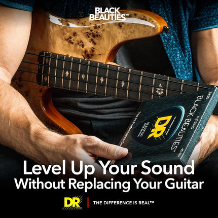 DR Strings BLACK BEAUTIES™ - BLACK Coloured Bass Strings: Light 40-100