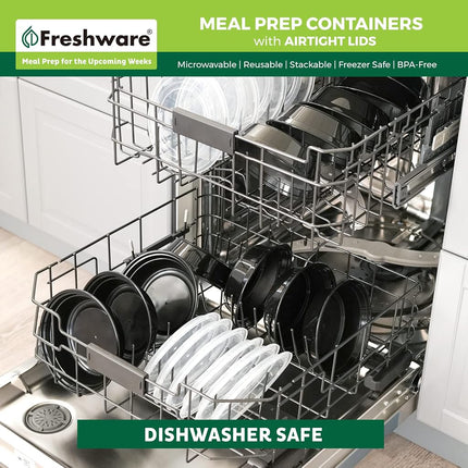 Freshware Meal Prep Containers [30 Pack] Bowls with Lids, Food Storage Bento Box | BPA Free | Stackable | Lunch Boxes, Microwave/Dishwasher/Freezer Safe, Portion Control, 21 day fix (28 oz)