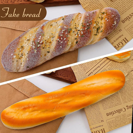Meiwlong 5 Pieces Fake Bread Set,Realistic Artificial Fake Baguette Bread Loaf Loaves for Food Props Display Home Kitchen Bakery Restaurant Decoration