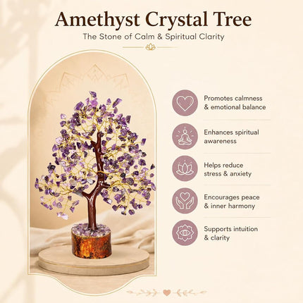 PYOR Amethyst Crystals, Artificial Tree, Money Trees, Crystals and Stones, Desk Decorations for Women Office, Feng Shui Decor, Spiritual Gifts for Women, Meditation Crystals, Housewarming Gifts