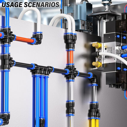 TAILONZ Pneumatic 12mm od Push to Connect Fittings Pneumatic Fittings Kit 5 Spliters+5 Elbows+5 tee+5 Straight (20 pcs)