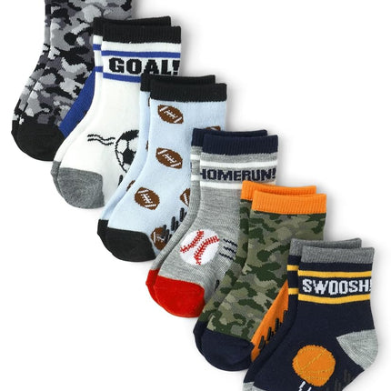 The Children's Place Chaussettes Mi-Mollets Bébé et Tout-Petit Garçon, Lot de 6 paires, 3-4T