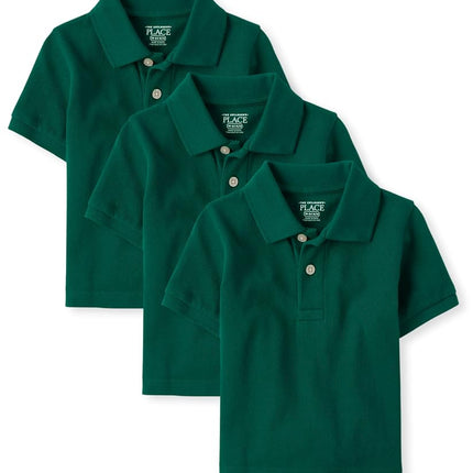 The Children's Place Baby Boys' Multipack Short Sleeve Pique Polos, Spruceshad 3-Pack, 12-18 Months