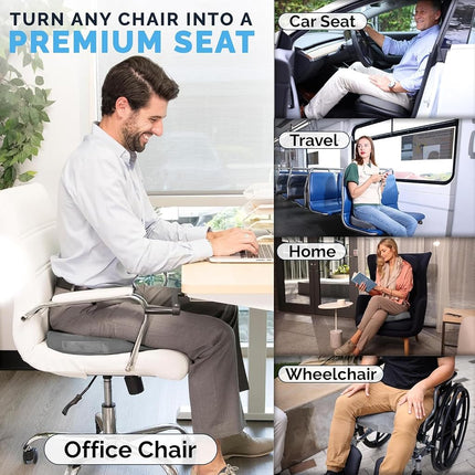 ComfiLife Doctor Recommended Seat Cushion - Premium Gel & Memory Foam Office Chair, Car Seat, Lifting Cushion - Chair Cushions for Back & Sciatica Relief - Seat Cushions for Office & Desk (Charcoal)
