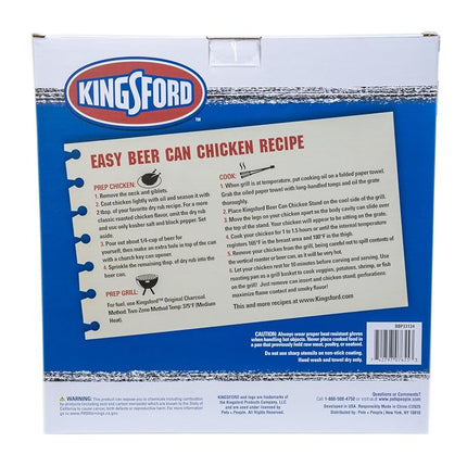 Kingsford Beer Can Chicken Holder & Grill Pan – 2-in-1 Non-Stick Carbon Steel Roasting Rack & 12" Perforated BBQ Pan for Crispy, Juicy Grilled Chicken
