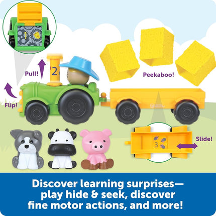 Learning Resources Peeksville Haul & Seek Tractor, Tractor Toys, Farm Toys, Barn Toys, Toddler Learning Toys, Ages 18 Months+, 10 Pieces