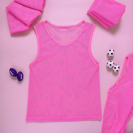 Sintege 12 Pcs Soccer Pinnies Pennies Jersey Scrimmage Vest Sports Practice Jersey Mesh Basketball Vest for Youth Adult Kids, Pink, Medium