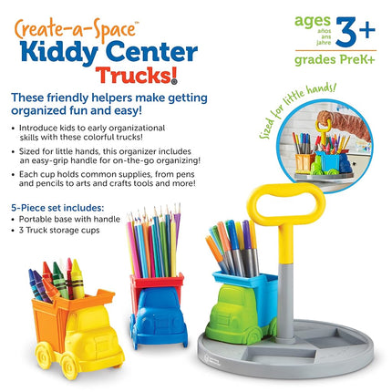 Learning Resources Create-a-Space Kiddy Centre Trucks, Kids Art Supply Storage, Caddy Playroom Organisation, Classroom Organisation, School Supplies Organiser, 5 Pieces, Age 3+