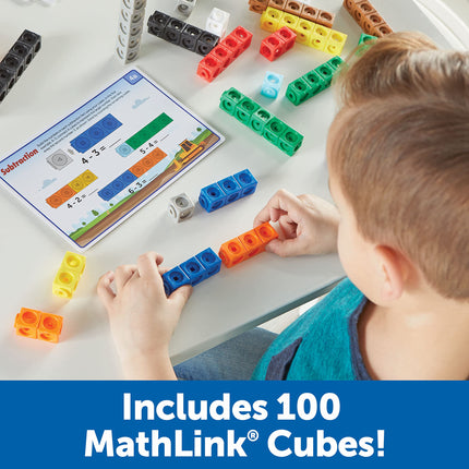 Learning Resources MathLink Cubes Juego de actividades de matemáticas para preescolares: ¡Matemóviles! 115 piezas, a partir de 5 años, actividades STEM para preescolares, juego de actividades y juegos de matemáticas para niños