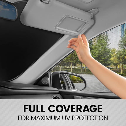 BDK 2PC Metallic Charcoal Gray Car Window Sun Shade Auto Shade for Windshield Visor, Block UV Reflect Heat to Keep Your Car SUV Truck, 31.75" x 28.75"