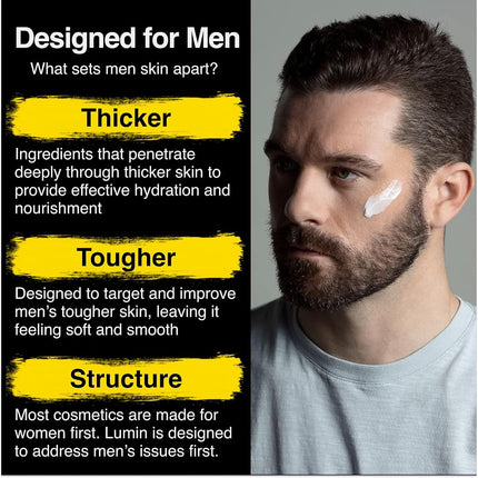 Lumin - Coffret Cadeau Complet de Soins pour Hommes : Kit de 6 Pièces pour les Pores Obstrués, les Cernes, les Ridules, les Rides, la Peau Sèche et les Cicatrices d'Acné - Obtenez Votre Meilleur Look