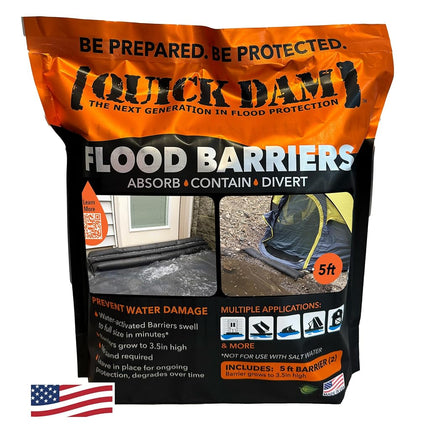 Quick Dam QD65-2 5' Barrier Water Flow Dust Bags, 2 Pack, Black
