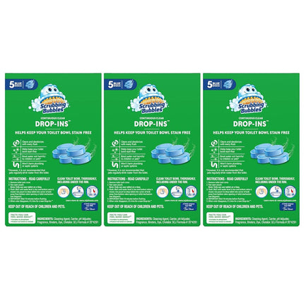 Scrubbing Bubbles Toilet Bowl Tablets, Continuous Clean Toilet Drop In Discs, Each Tablet Provides 4 Weeks of Protection Against Stains and Build Up, 5 Count (Pack of 3)