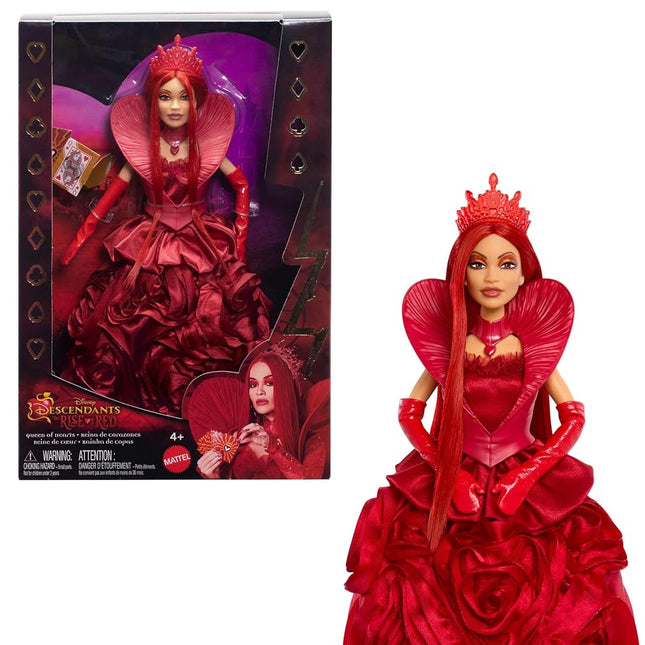 Mattel Disney Descendants: The Rise of Red Queen of Hearts Fashion Doll with Movie-Inspired Royal Gown & Accessories, Includes Display Stand, HWV09